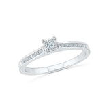 Silver Ring with Multiple Prong and Nick Set Diamonds