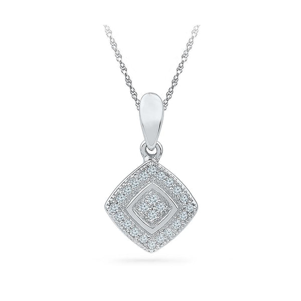 Silver Rhombus Diamond pendant in Prong Setting