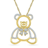 Cute Teddy Bear Diamond Pendant