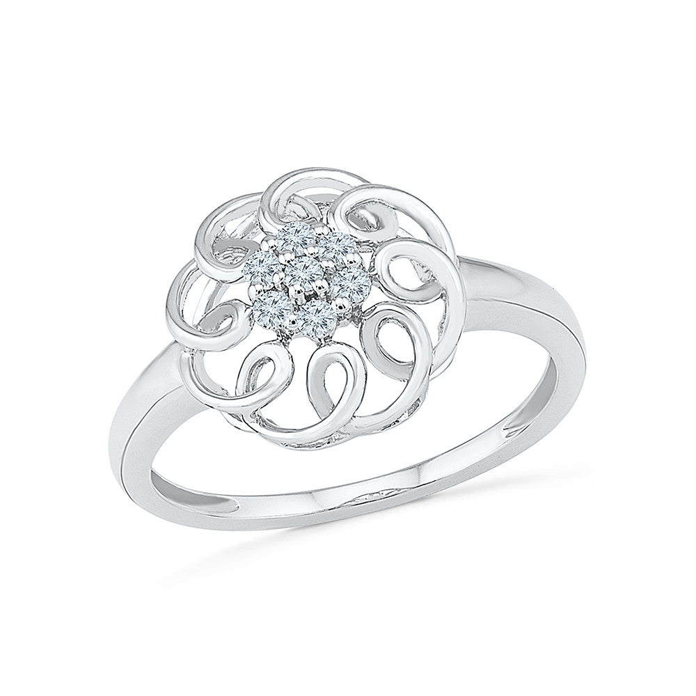 14K White Gold Floral Cluster Diamond Ring (1.0 Cttw, H-I Color, Si2-I –  Tuesday Morning