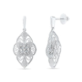 Tracery Lush Diamond Drop Earrings in 92.5 Sterling Silver for women online