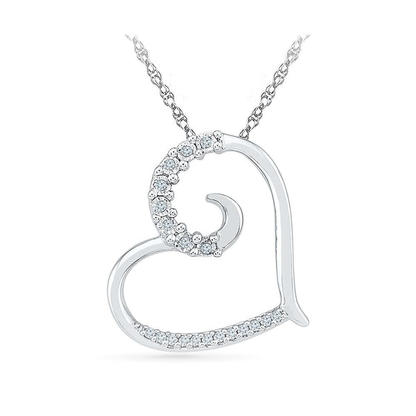 Silver Heart pendant in Prong Setting with Diamonds