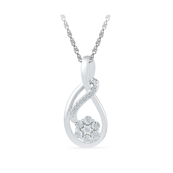 Silver pendant in Prong Setting with Diamonds
