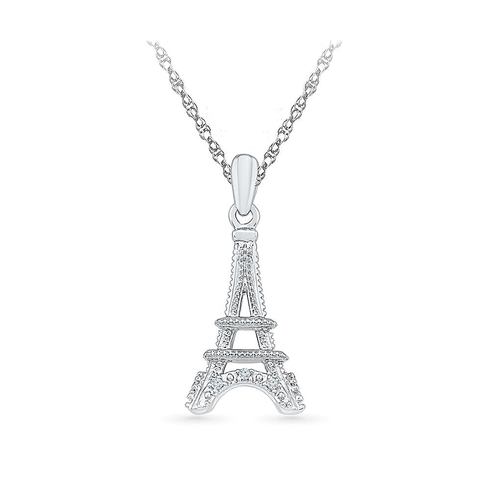 Eiffel Tower with Diamond Pendant Necklace in Gold | Takar Jewelry