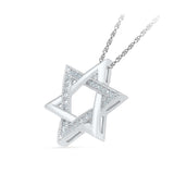 Star of David Diamond Silver Pendant