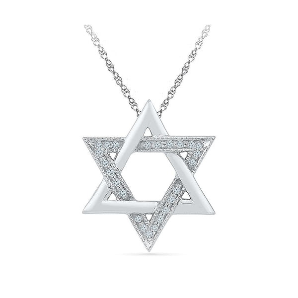 Silver Star Diamond pendant in Prong Setting