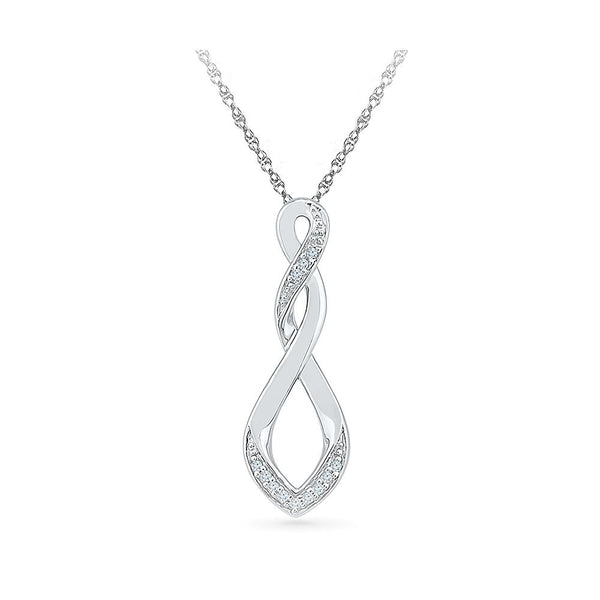 Silver Swirl Diamond pendant in Prong Setting