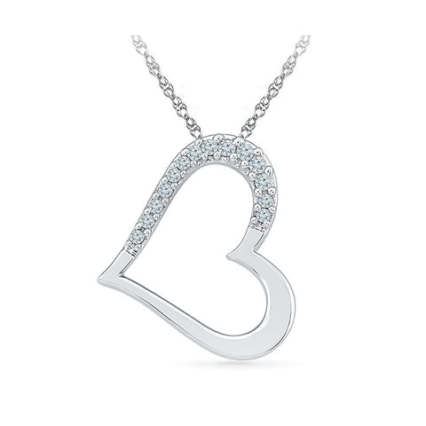 Silver Heart Diamond pendant in Prong Setting