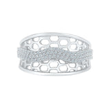 Halo Diamond Wave Cocktail Silver Ring