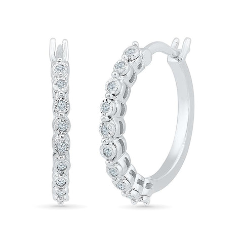 Detail Dazzle Diamond Hoop Earrings in 92.5 Sterling Silver for women online