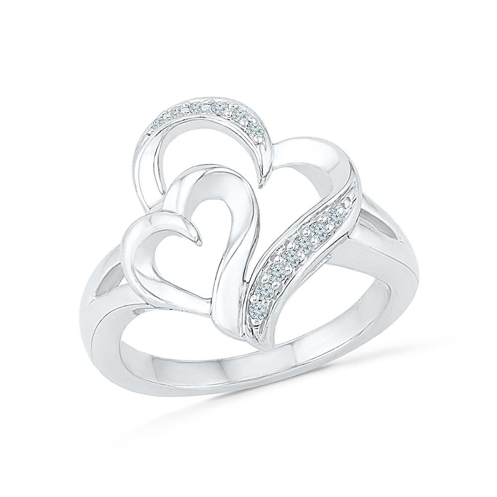 KUNUZ 925 Sterling Silver Heart Shape Adjustable Ring for Women