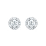 Petite Round Diamond Silver Stud Earrings