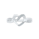 Heart & Curves Diamond Silver Ring