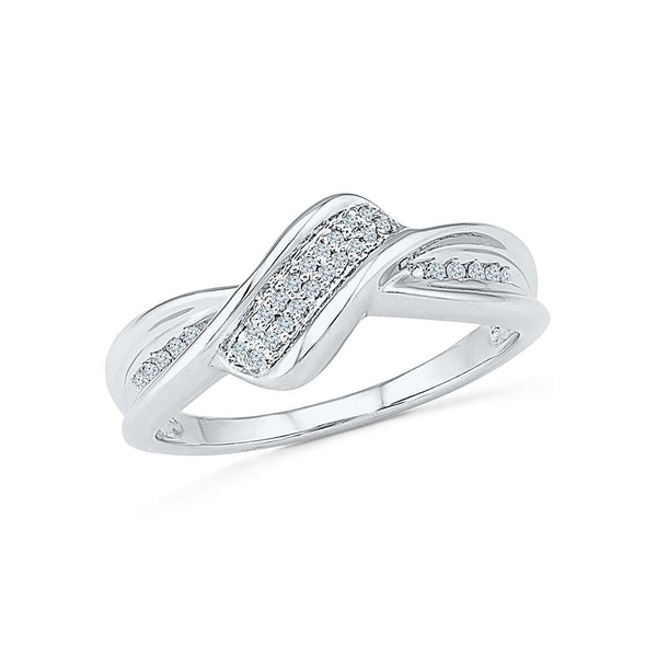 Silver Everyday Ring with Prong and Nick Set Diamonds