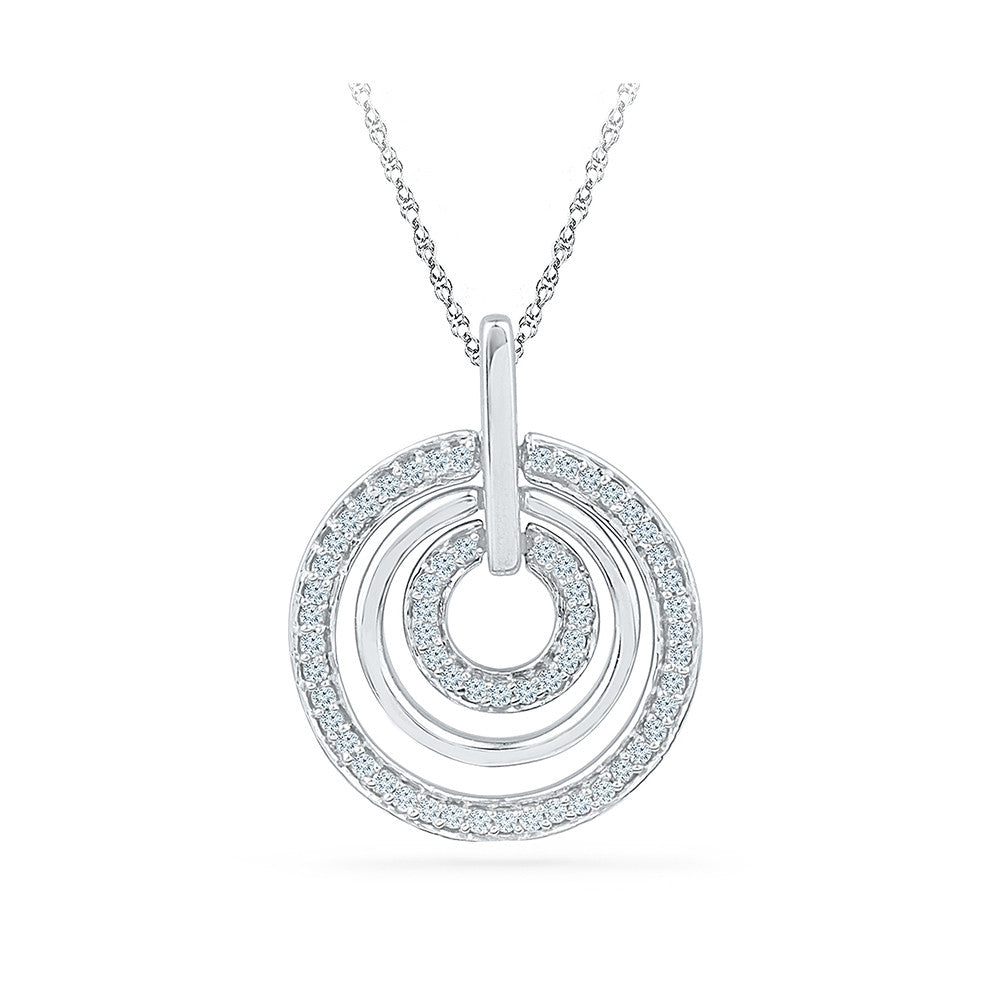 Circle Pendant with Diamonds in Sterling Silver