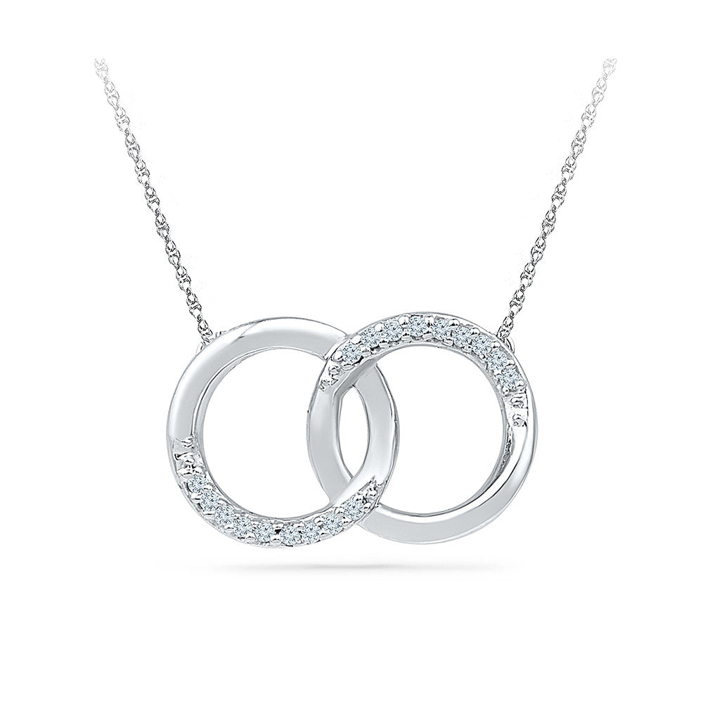 20 ct. t.w. Diamond Interlocking-Circle Necklace in Sterling Silver with  14kt Gold | Ross-Simons