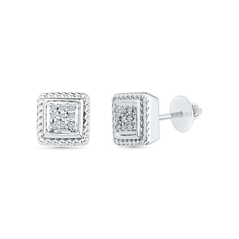 Square Eleganza Diamond Stud Earrings in 92.5 Sterling Silver for women online