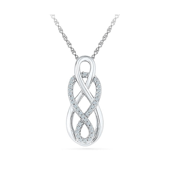 |Silver Attractive Pendant with Prong Set Round  Diamonds