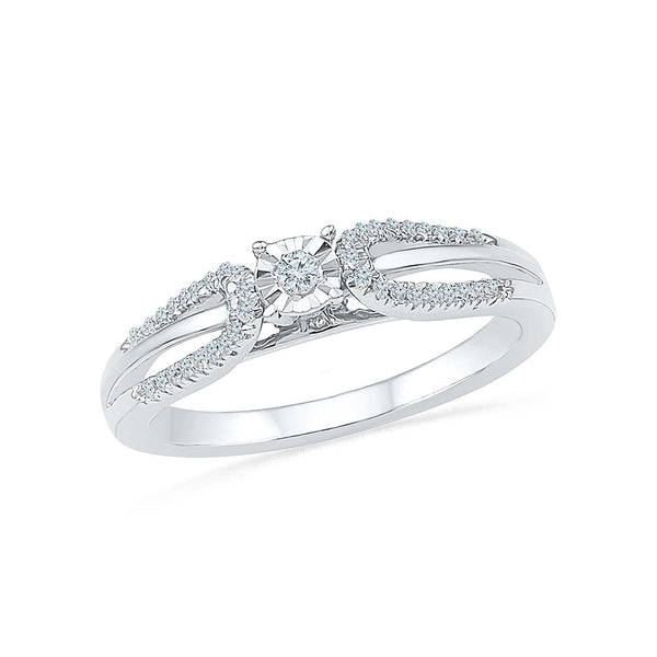 Silver Engagement Diamond Ring
