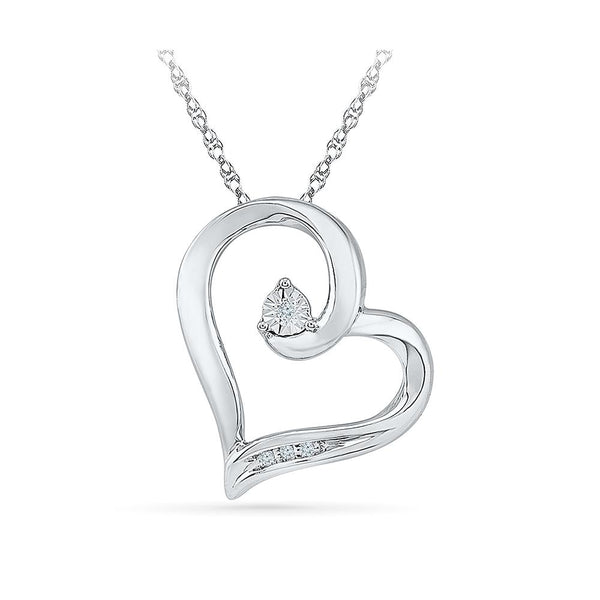 Silver Heart Pendant with Nick and Miracle Set Diamonds