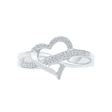 Heart Grooves Everyday Diamond Silver Ring