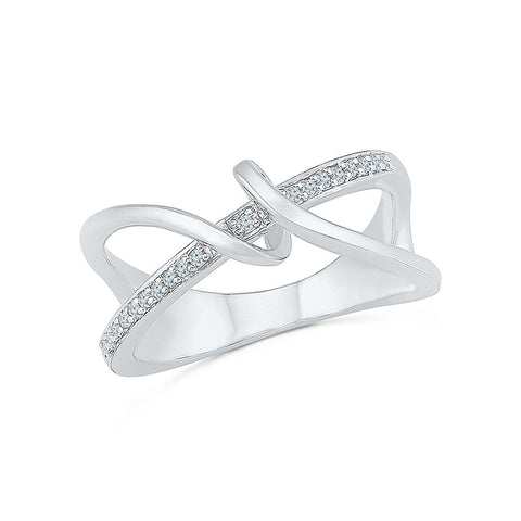 Silver Cocktail Ring with Prong Set Diamonds