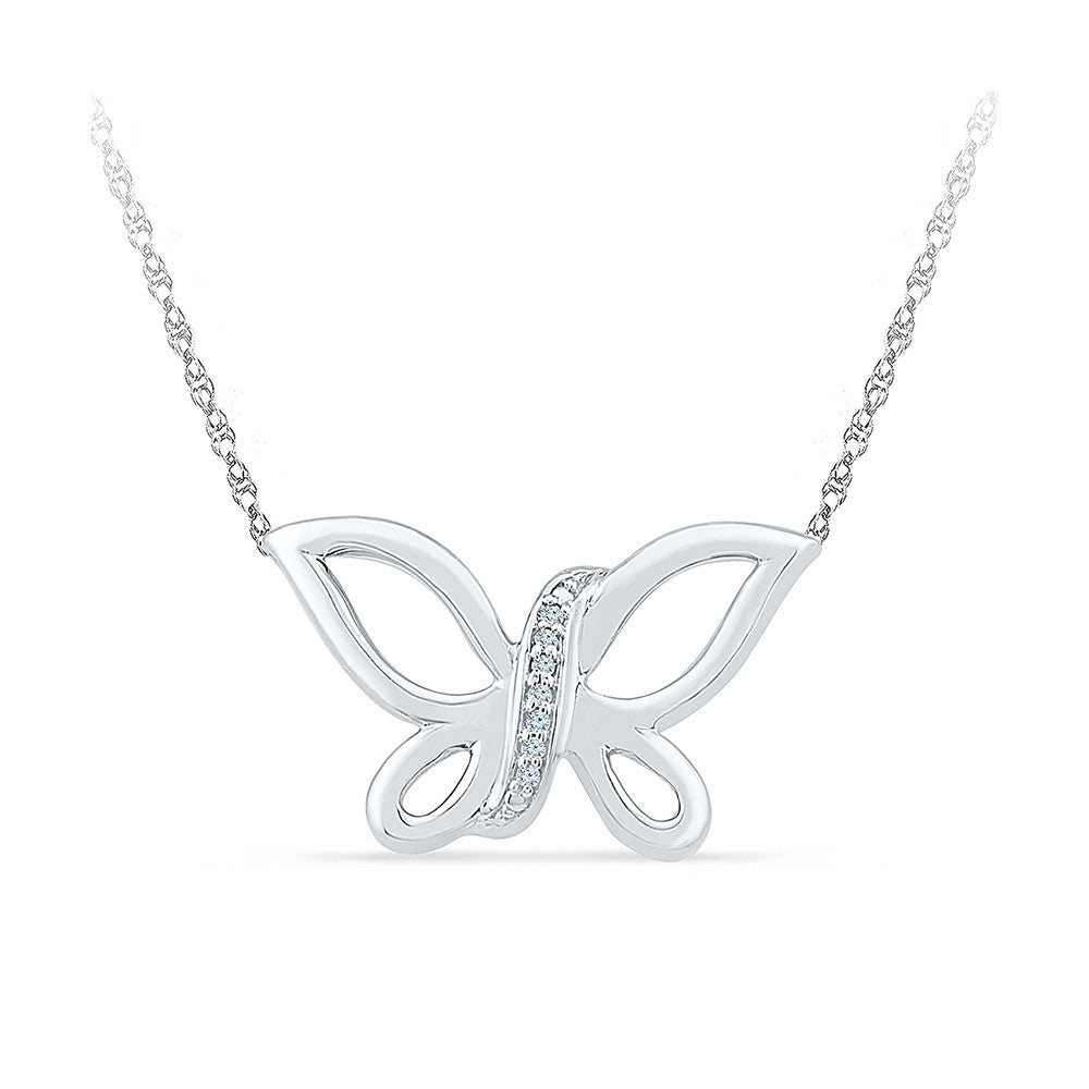 Buy White Round 925 Sterling Silver Women's Butterfly Pendant Necklace  Online at Best Prices in India - JioMart.