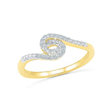 14kt /18kt white and yellow gold Swirl Spring Diamond Midi Ring in PRONG setting for women online