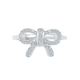 Little Diamond Bow Midi Silver Ring