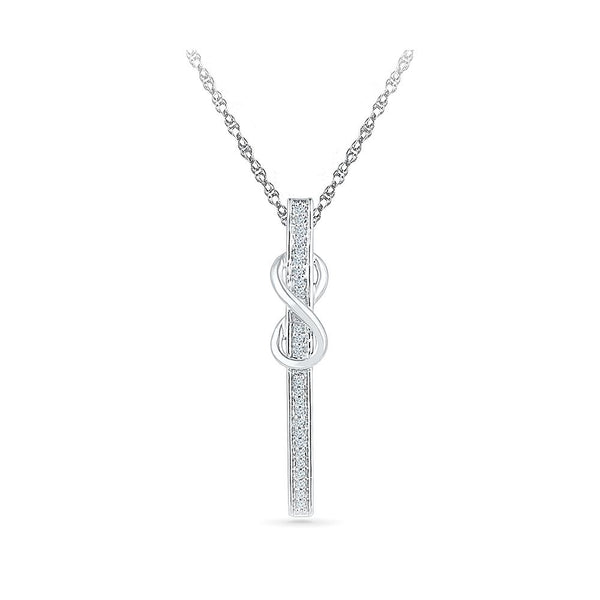 Silver Fancy Real Diamond  pendant in Prong Setting 