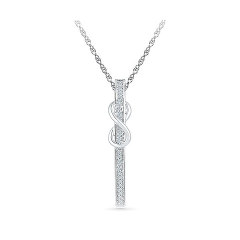 Silver Fancy Real Diamond  pendant in Prong Setting 